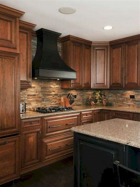 best backsplash for wood cabinets and black stainless steel|backsplash with dark brown cabinets.